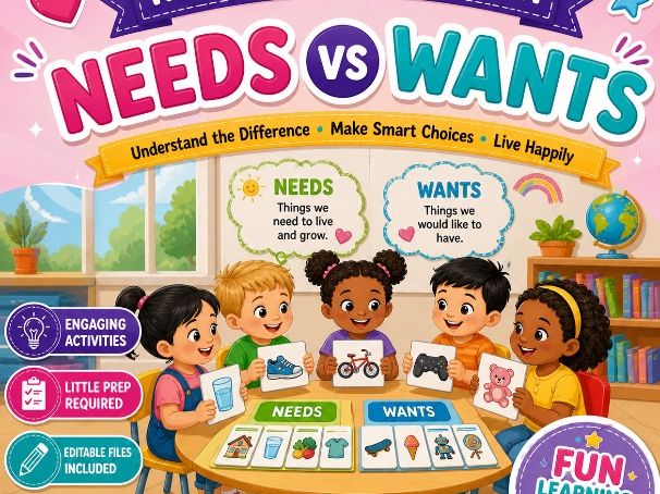 Needs vs. Wants – Primary PSHE and Financial Literacy Lesson  Choices and Budgeting