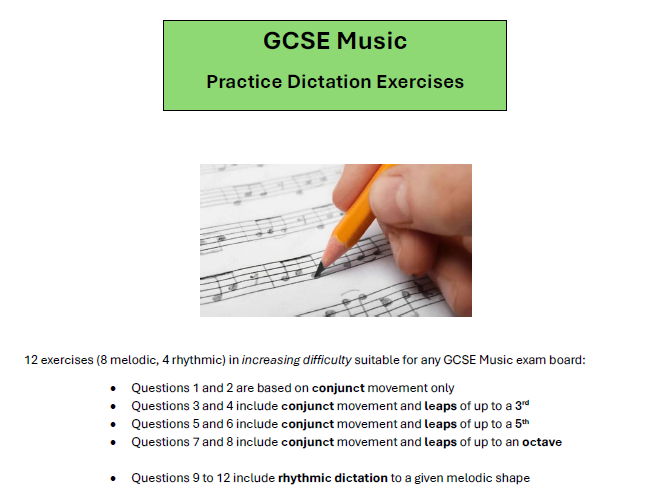 GCSE Music dictation exercises (all exam boards)