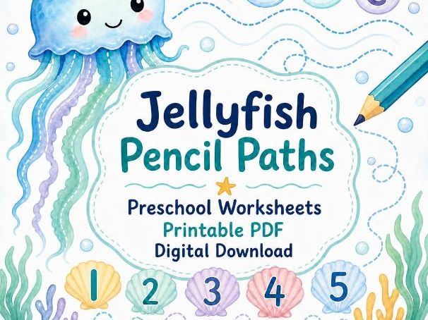 Jellyfish Pencil Preschool Worksheets