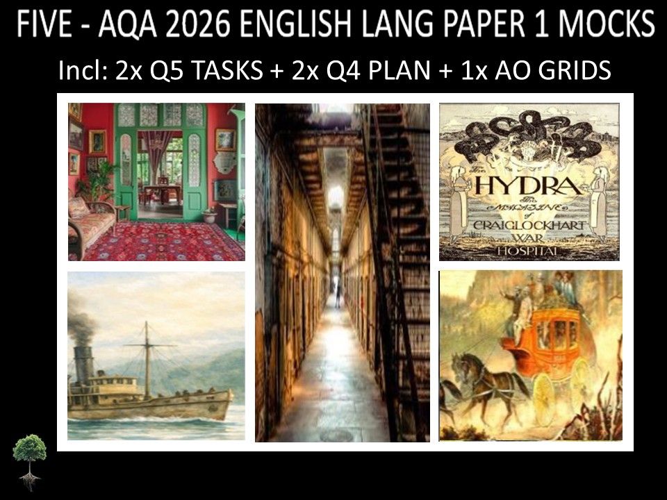 FIVE - AQA PAPER 1 | 2026 FULL MOCKS | Q5 TASKS | Q4 PLAN | AO GRIDS