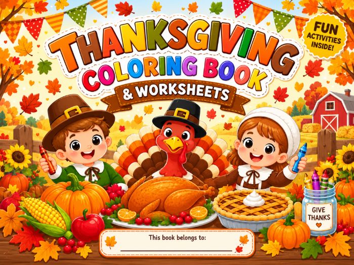 Thanksgiving Coloring Pages & Worksheets | Fall Activities Kindergarten–3rd Grade
