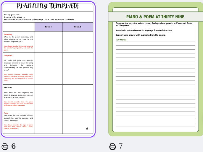 Edexcel IGCSE Poetry Comparison Exam Practice Booklet (30-Mark Questions) |