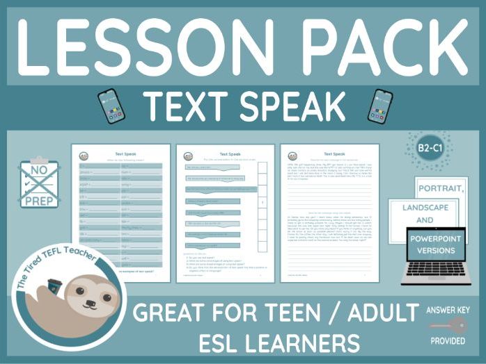 ESL Text Speak Worksheets (PPT Version Included)