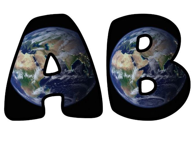 Globe Earth Planet Classroom Display | Lettering Set | Upper & Lowercase, 0-9 and Signs