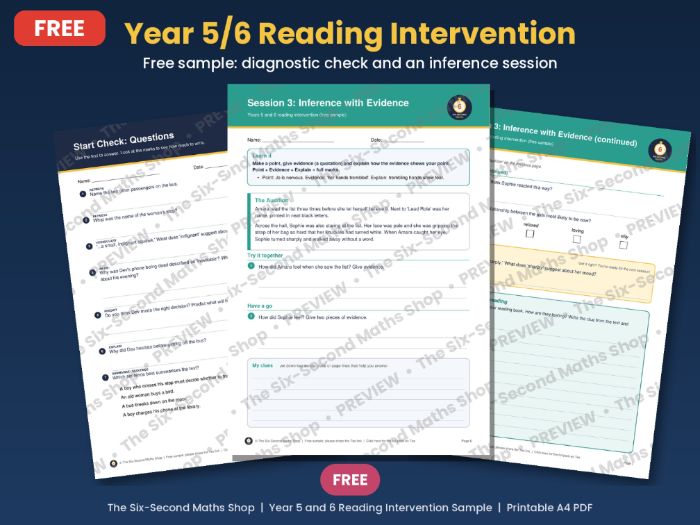 FREE Year 5 and 6 Reading Intervention Sample - Diagnostic Check and Inference Session