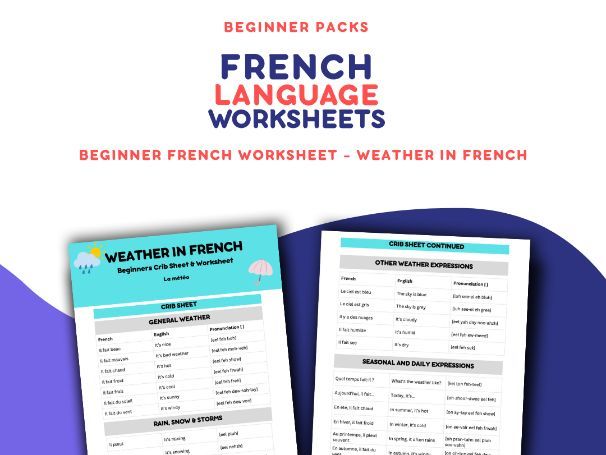 Beginner French Worksheets – Weather