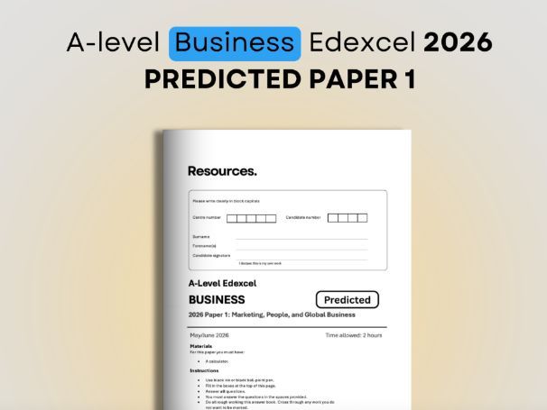 A-Level Business Edexcel Predicted Paper 1 2026