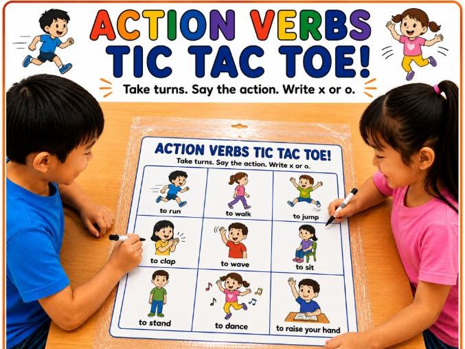 Action Verbs Tic-Tac-Toe