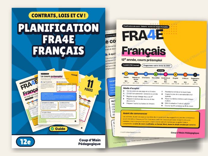 French Course Plan Grade 12 Ontario FRA4E French | Planification FRA4E 12e