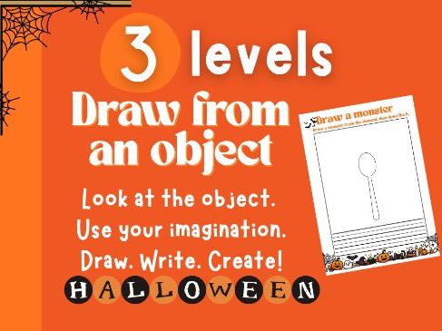 Draw from an object - creative writing + drawing activities | 3 levels