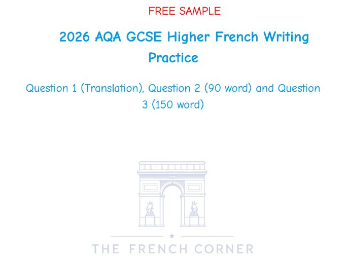 FREE SAMPLE – AQA GCSE French Higher Writing Bundle (2026)