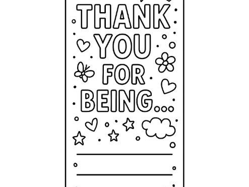Gratitude Thankfulness Bookmark Template Colouring Page