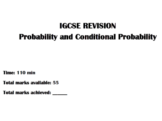 IGCSE REVISION Probability and Conditional Probability