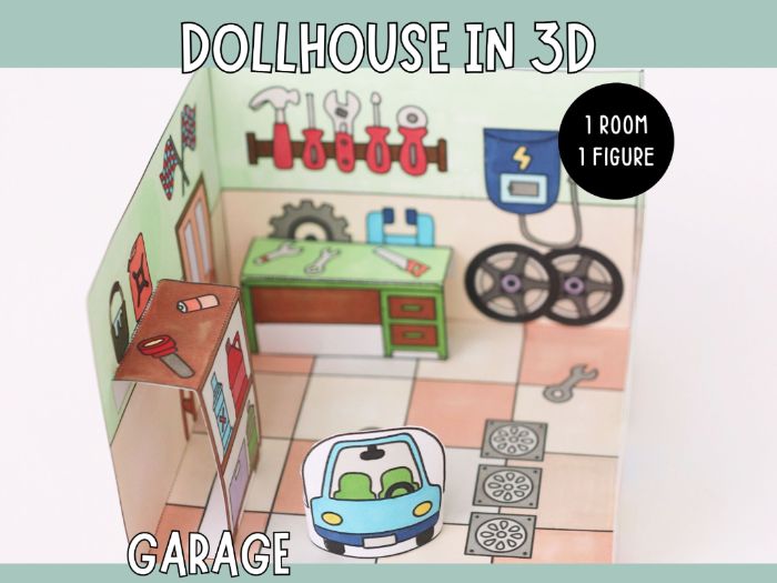 Dollhouse in 3D Craft - Garage