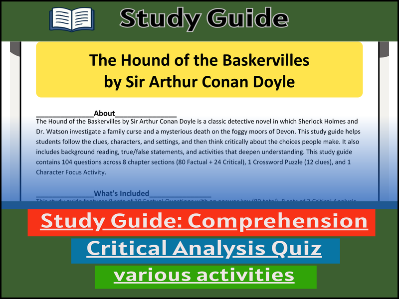 Study Guide for :The Hound of the Baskervilles & Comprehension Test