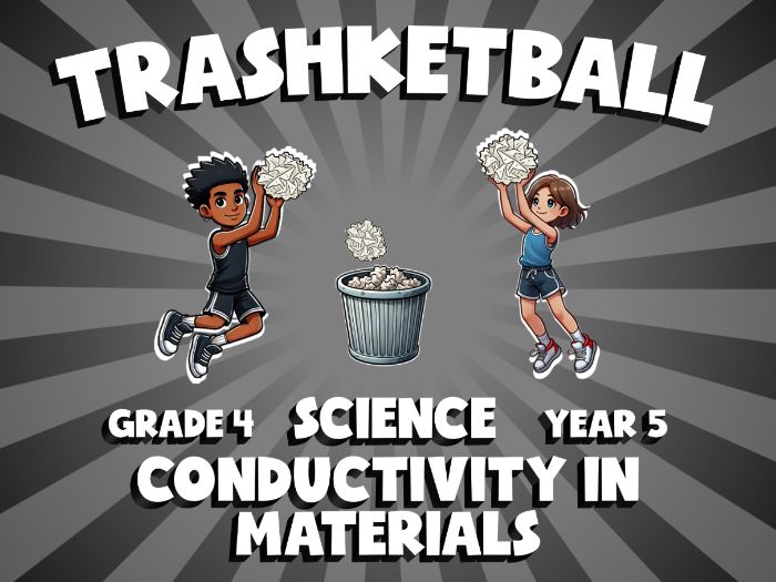 Conductivity in Materials TRASHKETBALL Science Game | No-Prep Year 5 Review Activity