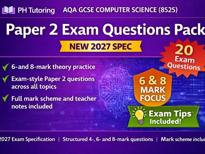AQA GCSE Computer Science (8525) – Paper 2 Exam Questions Pack (NEW 2027 Specification)