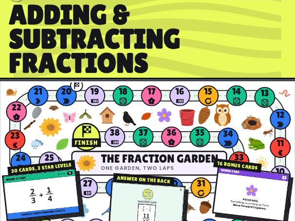 Adding and Subtracting Fractions Game | Fractions Board Game | Years 5 and 6