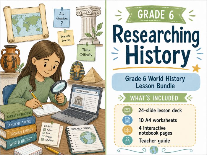 Researching History – Grade 6 World History Lesson Bundle