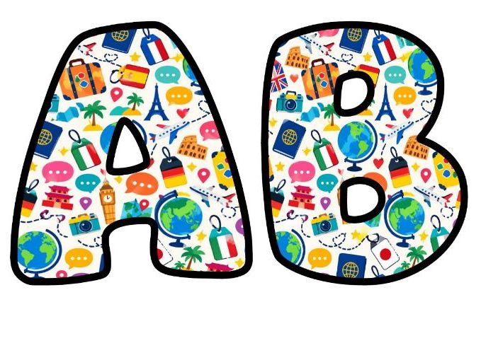 Travel Around the World Bubble Letters | Around the World Bulletin Board Letters