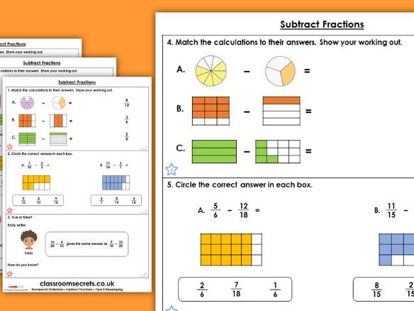 Adding and subtracting fractions examples image