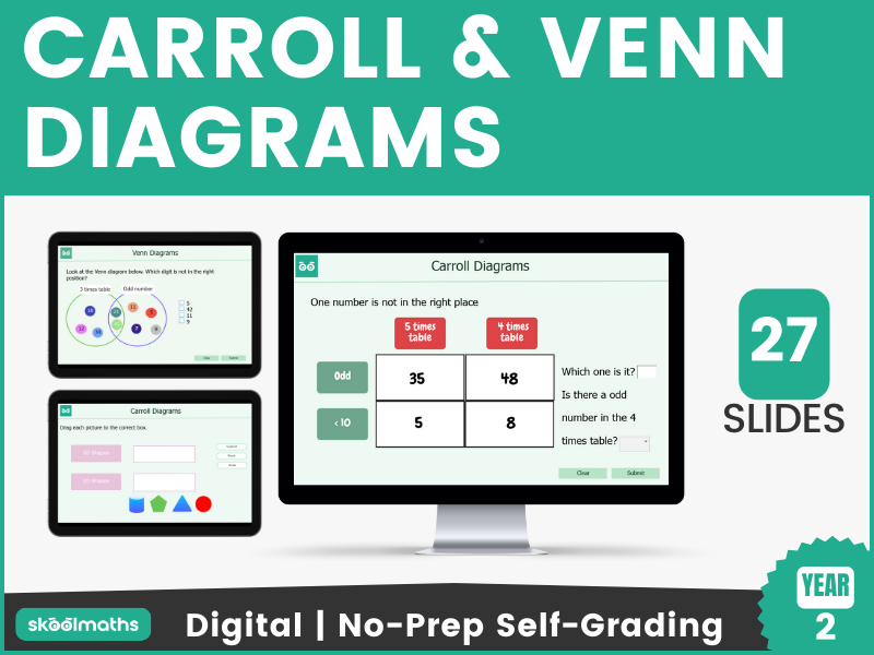 Carroll and Venn Diagrams Year 2 | Sorting Objects and Numbers | Maths Activity
