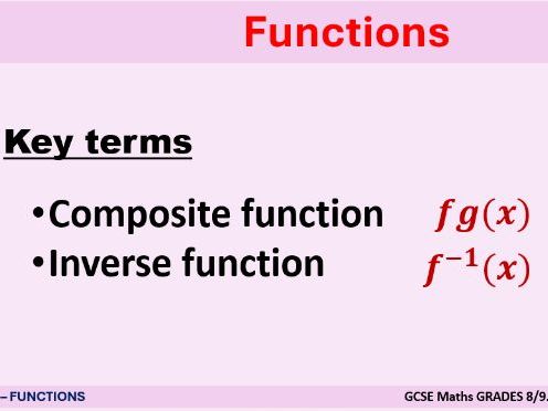 Functions - Revision for Grades 8/9 - PDF