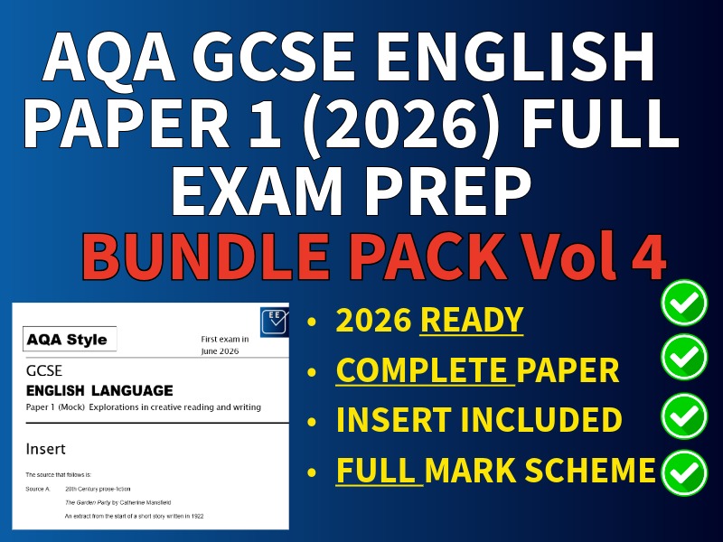 AQA Style GCSE Practice English Language Paper 1, 3 Bundle Pack Vol 4 - 2026 Ready