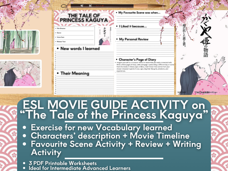 ESL Movie Guide Worksheets on "The Tale of the Princess Kaguya" - Studio Ghibli