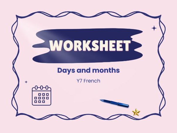 Les jours et mois – Days & months in French – KS3 worksheet