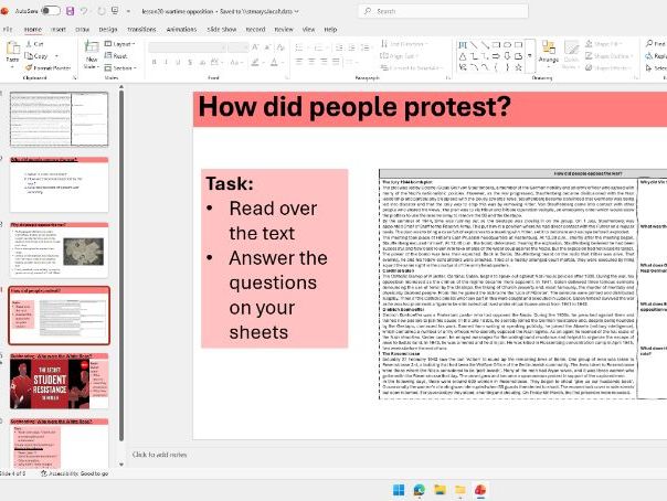OC R B GCSE history living under nazi rule lesson 13-wartime opposition