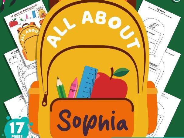 All About Me Backpack Book, First Week of School Writing & Craft Activity, Back to School Printable,