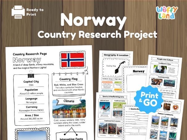 Norway Country Research Worksheets | 14 Page