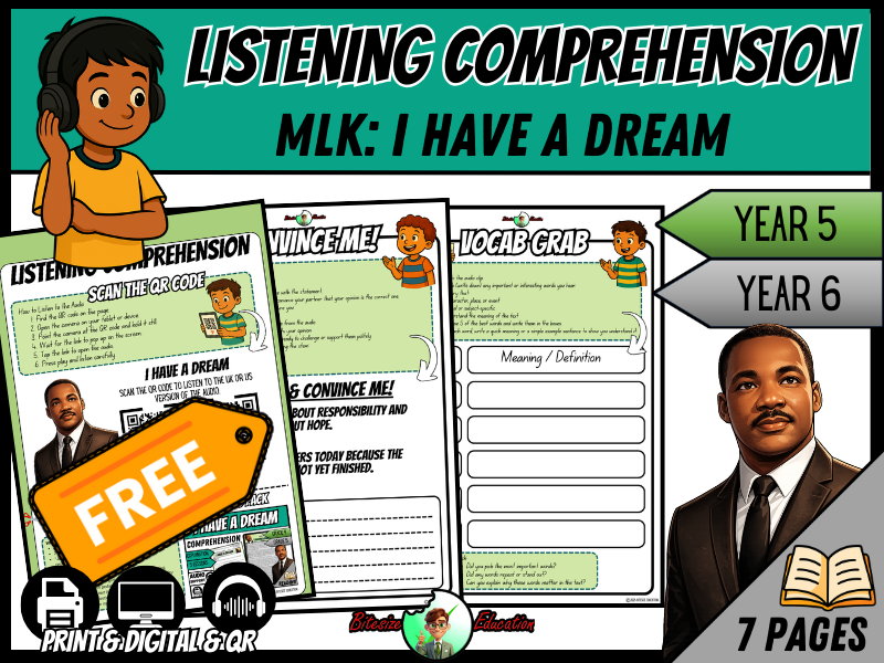 MLK: I Have A Dream | Listening Comprehension | Year 5/6