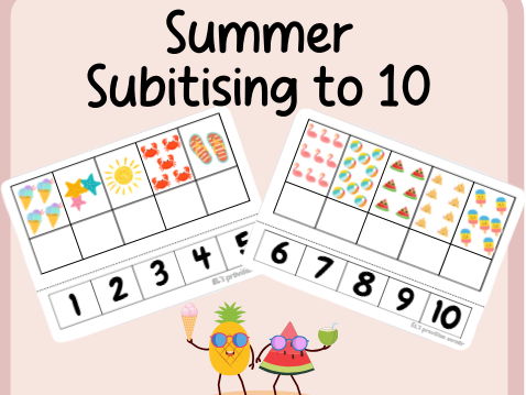 Summer theme- subitising to 10- cut and stick