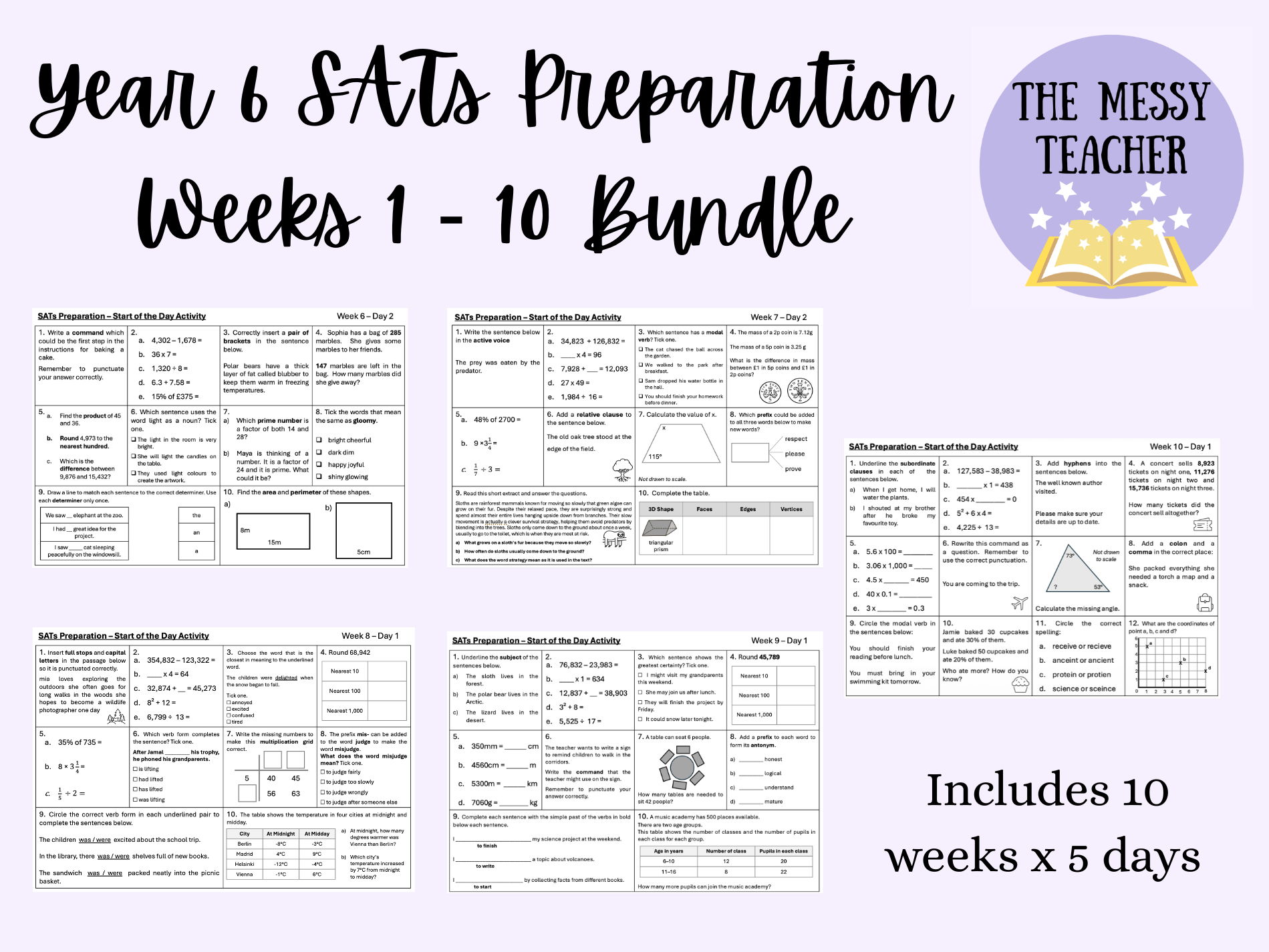 SATS Preparation Morning Activity - SPAG, Arithmetic and Reasoning - WEEKS 1 - 10
