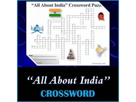 All About India - Crossword Puzzle Activity Worksheet