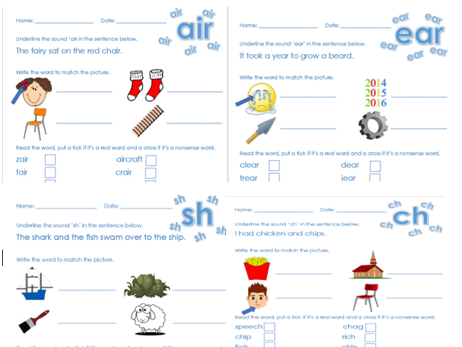 Phonics Phase 3 Worksheet Pack