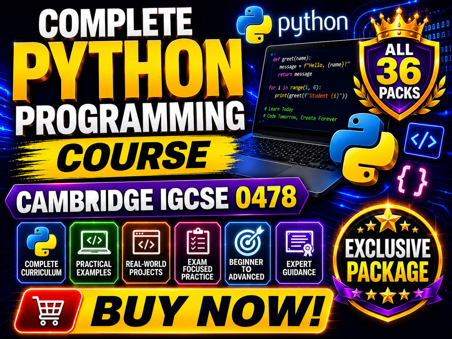 Complete Python Programming Course | Cambridge IGCSE 0478 | All 36 Packs