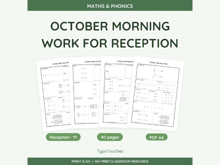 October Morning Work for Reception | 40 pp