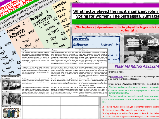 KS3 Suffragettes and Suffragists - Extended writing