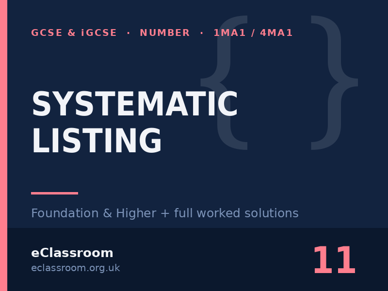 GCSE & iGCSE Systematic Listing worksheet