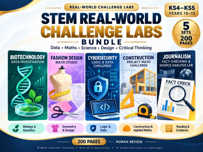 STEM Real-World Challenge Labs Bundle  KS4–KS5  Maths, Science, Data & Critical Thinking  200 Pages