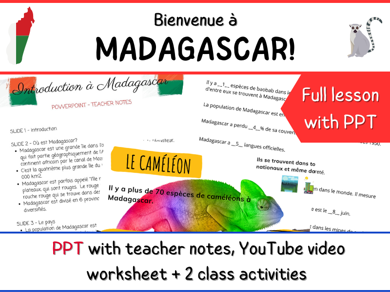 Madagascar - Bienvenue à Madagascar - French Lesson Plan - PPT + Activities!