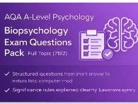 AQA A-Level Psychology Biopsychology Exam Questions Pack (7182) | Full Topic