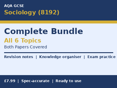 AQA GCSE Sociology (8192) Complete Revision Bundle All Topics