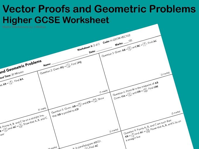 GCSE Maths Worksheet: Vector Proofs and Geometric Problems- Higher Tier