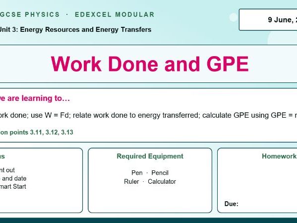 IGCSE Physics: Work Done and GPE | Edexcel Modular | Unit 3 | L8