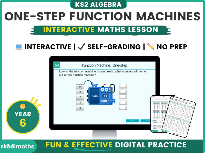 Algebra | 1-step Function Machines Year 6 Interactive Maths Lesson and Activities