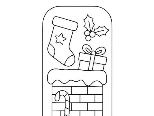 Christmas Themed Chimney Colouring Bookmark Template